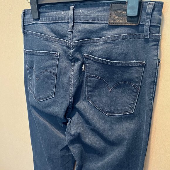 Levi's 721 Stretchy High Rise Skinny Jeans Dark Blue - Picture 3 of 5